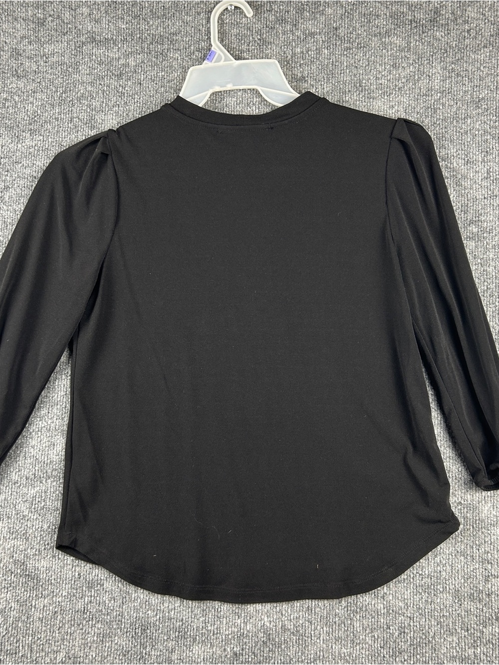 Sweet Rain Black Corded Lace Cutout Applique Puff 3/4 Sleeve Blouse Size Medium - Picture 4 of 12